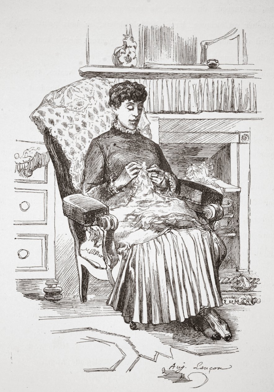 Kącik wewnętrzny, ilustracja z „La Rue a Londres”, wyd. G. Charpentier et Cie, 1884 autorstwa Auguste Andre Lancon