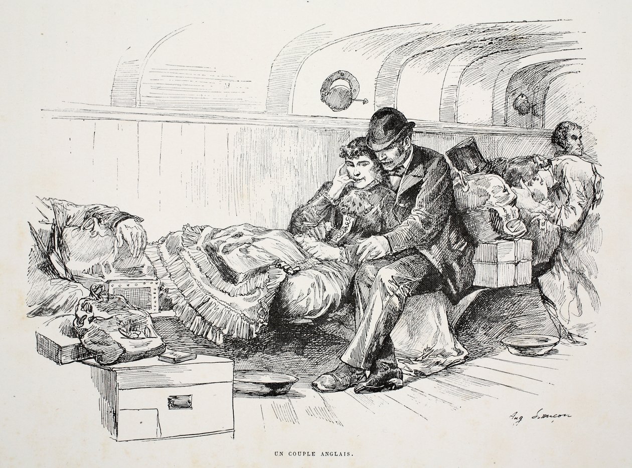 Angielska para, ilustracja z "La Rue a Londres", wyd. G. Charpentier et Cie, 1884 autorstwa Auguste Andre Lancon