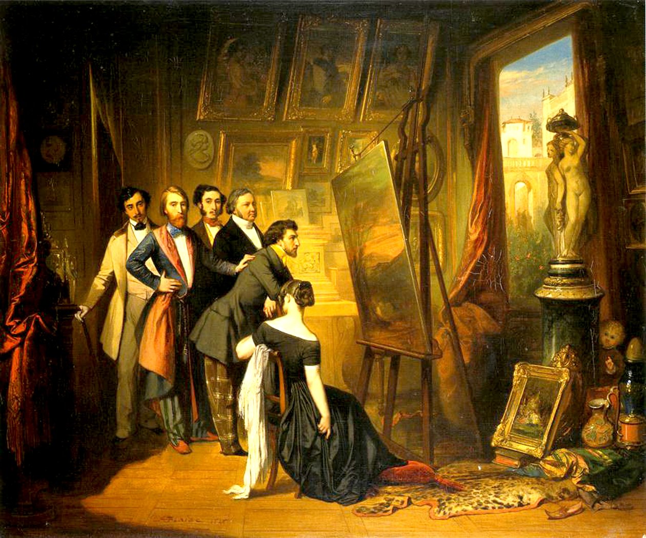 Wnętrze gabinetu Bruyasa, 1848 autorstwa Auguste Barthelemy Glaize