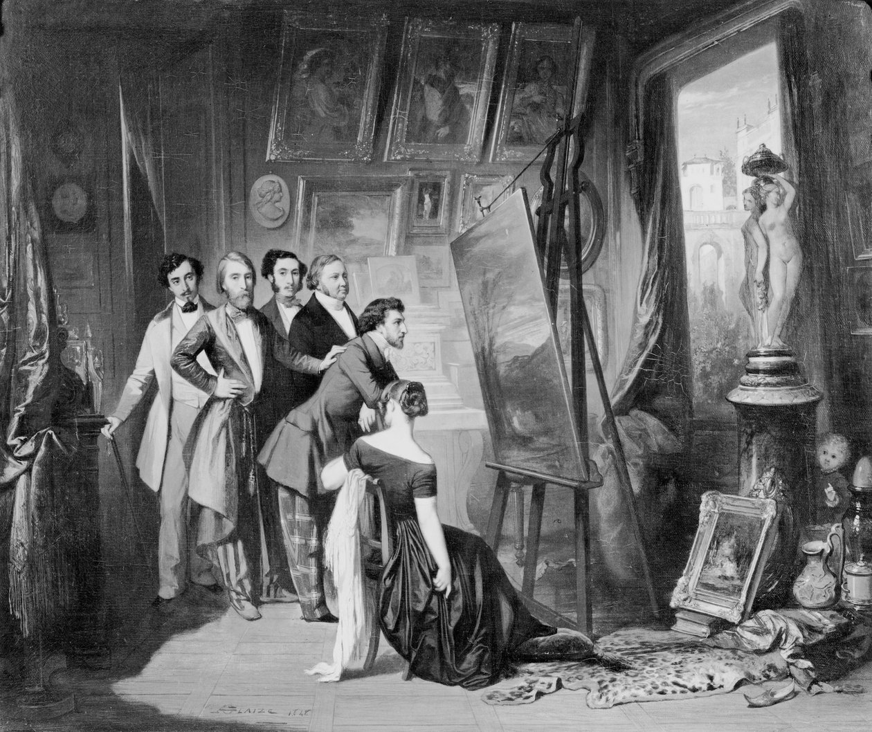 Wnętrze pracowni Alfreda Bruyasa (1821-77) w Montpellier, 1848 autorstwa Auguste Barthelemy Glaize