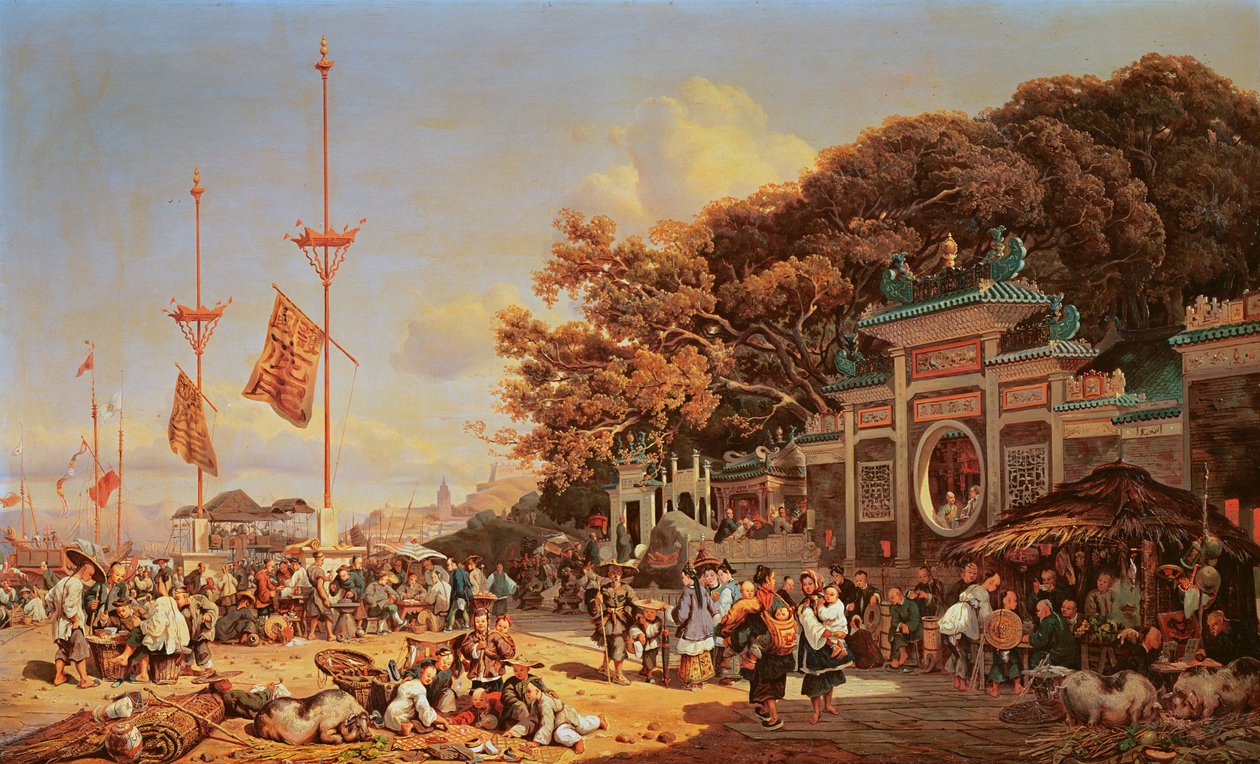 Rynek w Makau autorstwa Auguste Borget