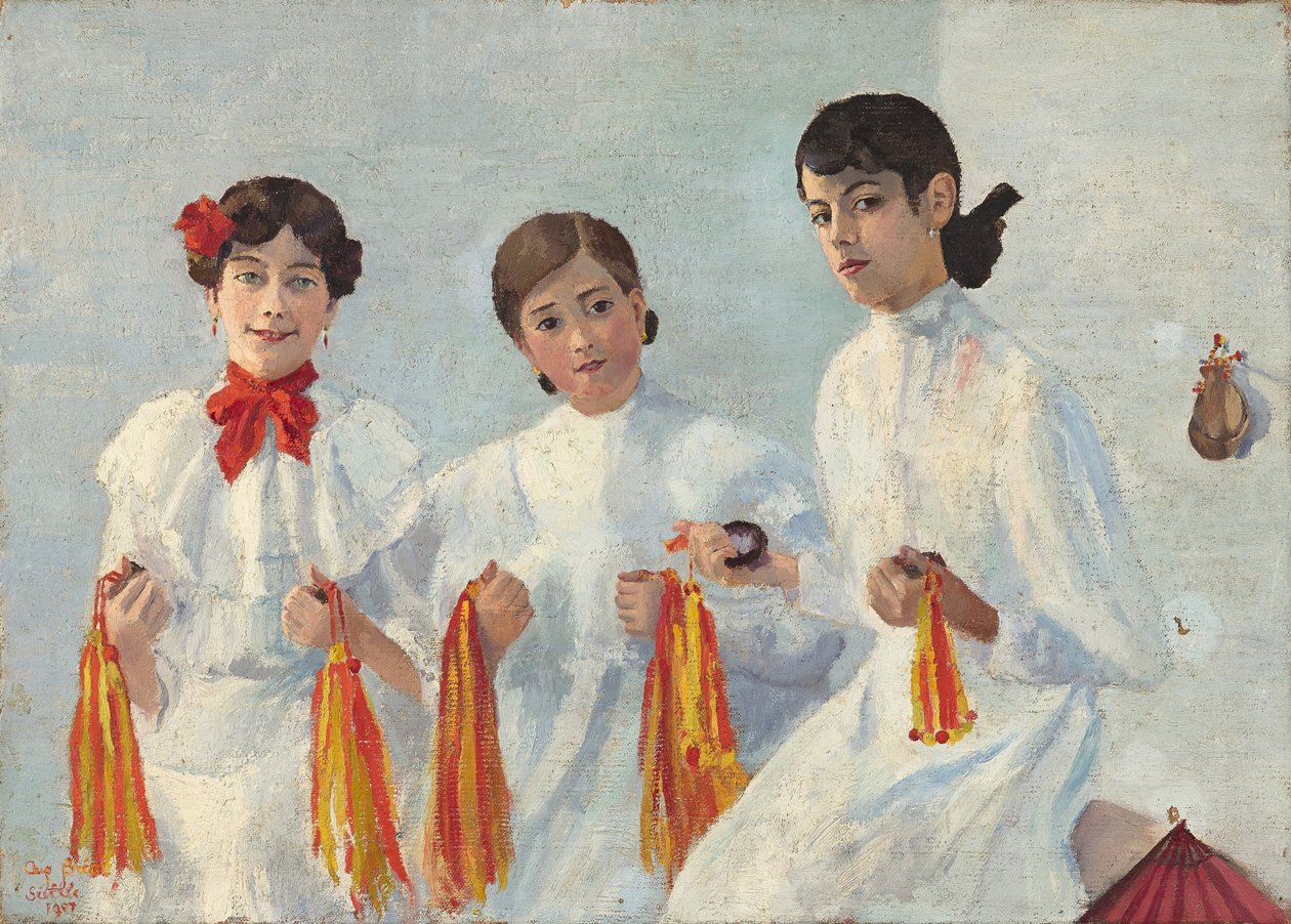 Trois jeunes Sevillanes - Obraz Auguste BREAL (1875-1938), olej na płótnie, 50,7 x 70 cm, 1907 - Musee Cantini autorstwa Auguste Breal