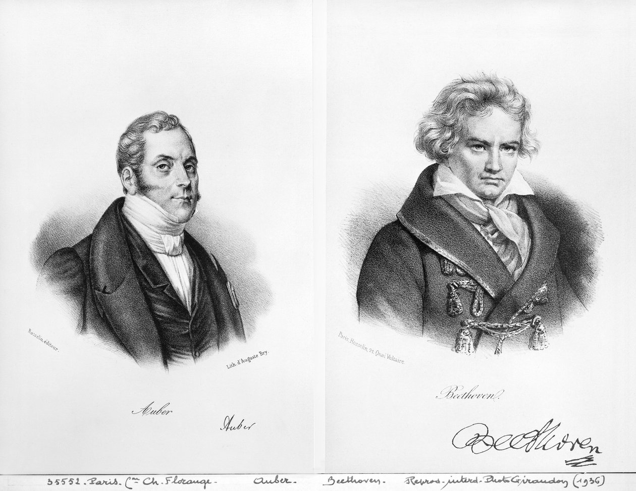 Esprit Auber (1782-1871) ir Ludwig van Beethoven (1770-1827) poli autorstwa Auguste Bry