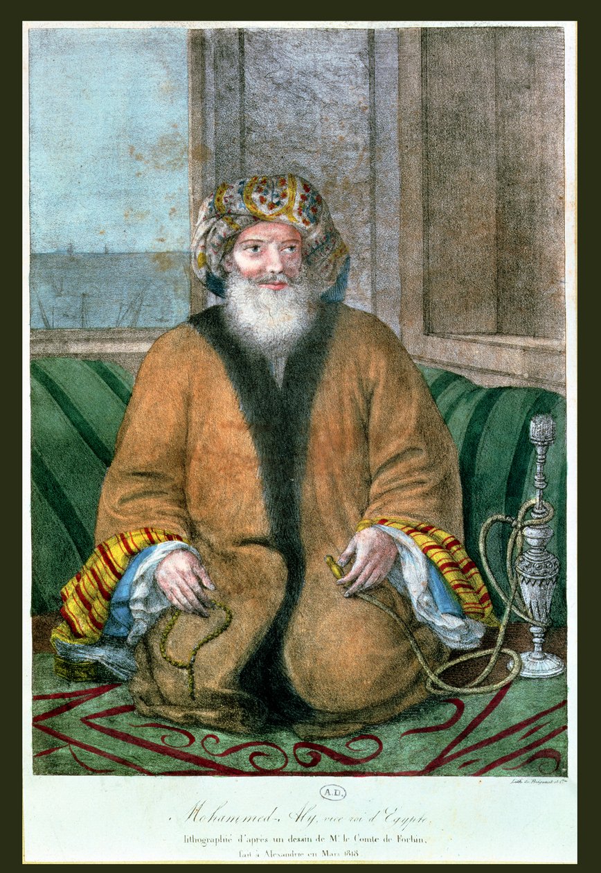Mehemet Ali (1769-1849) Wicekról Egiptu, ryty przez Bregesut, 1818 autorstwa Auguste Forbin