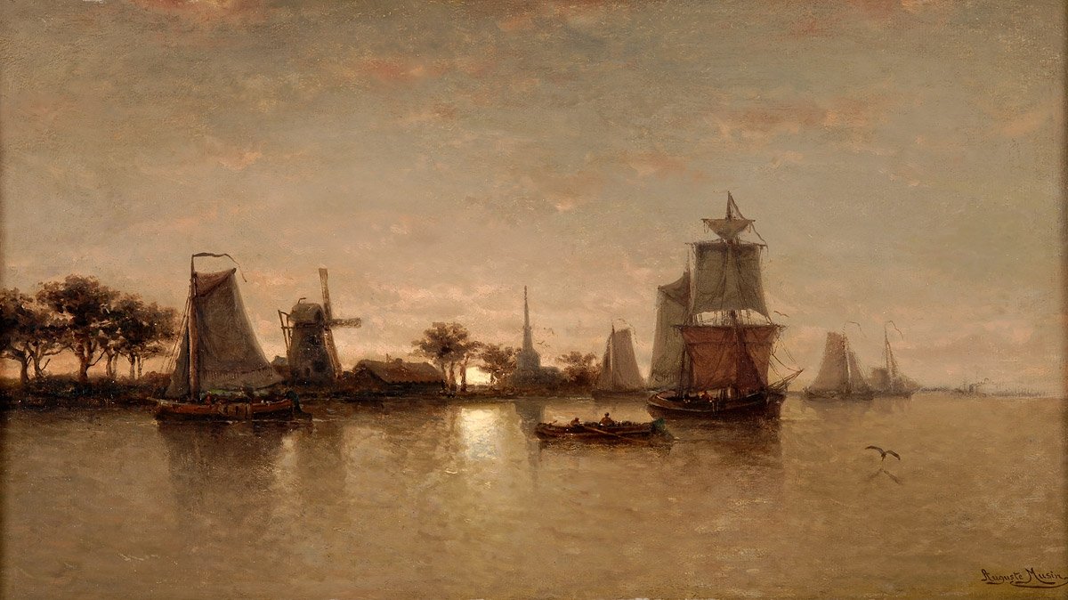 Flulandschaft bei MondscheinnDutch: Krajobraz rzeczny przy świetle księżyca n autorstwa Auguste Musin