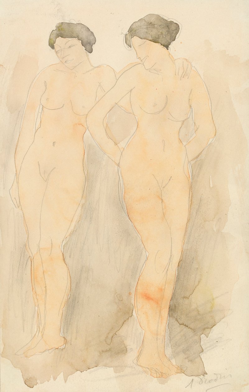 Debiut Deux Figures (grafit z wc na papierze) autorstwa Auguste Rodin