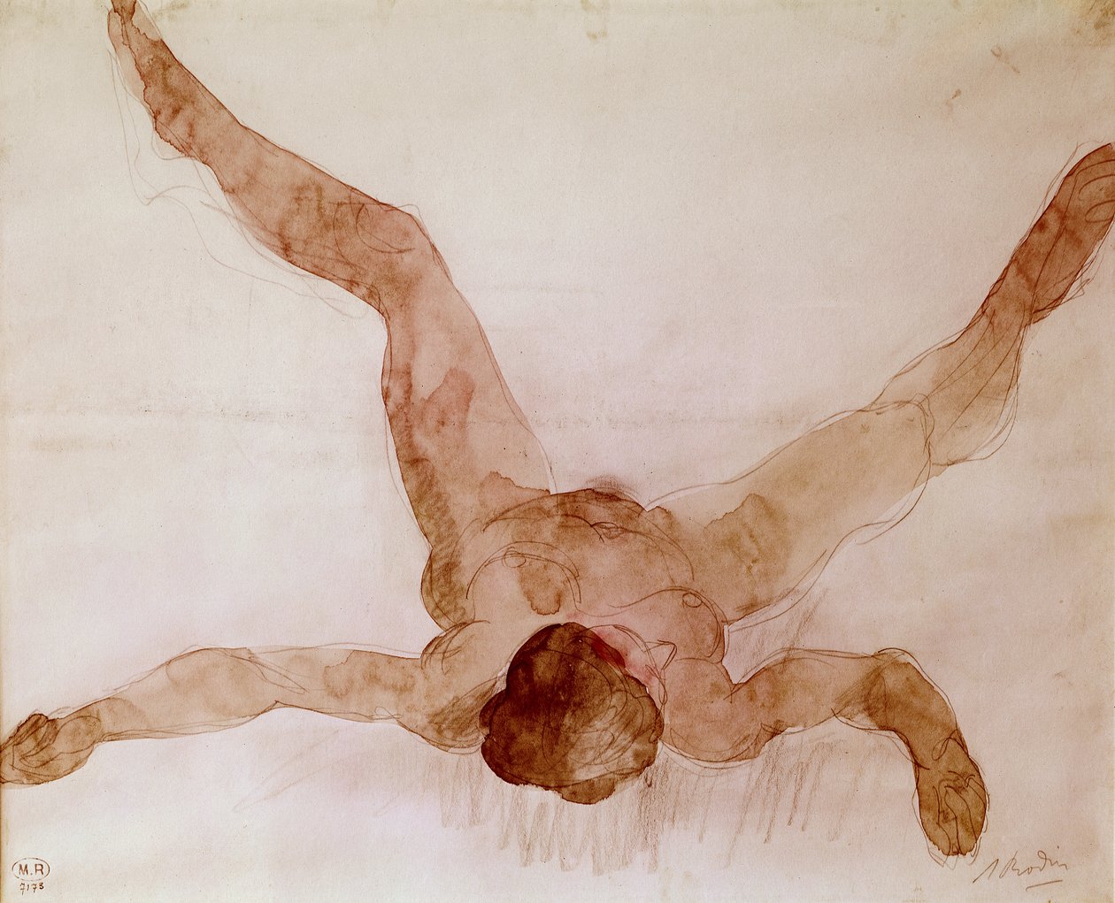 Naga kobieta leżąca na plecach autorstwa Auguste Rodin