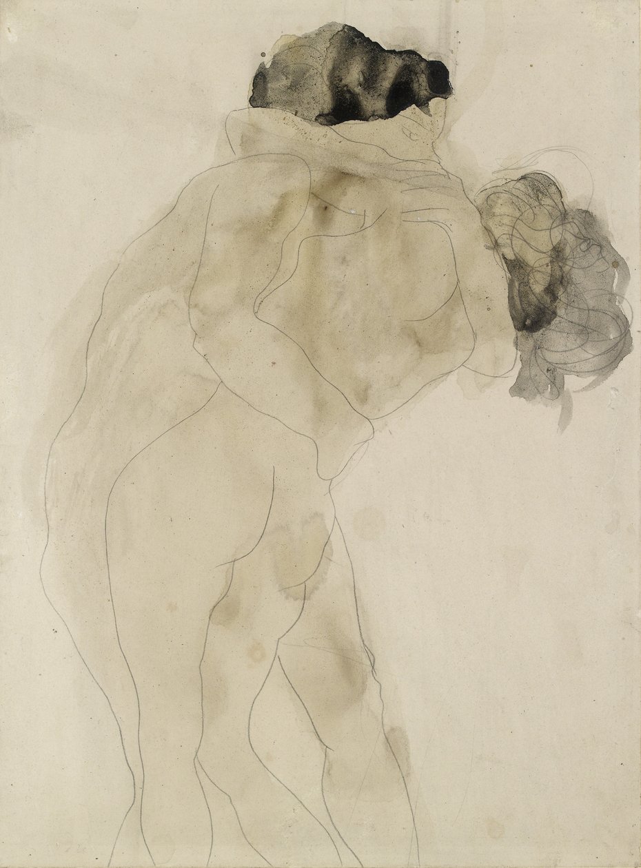 Dwie obejmujące figury (grafit na białym papierze tkanym) autorstwa Auguste Rodin