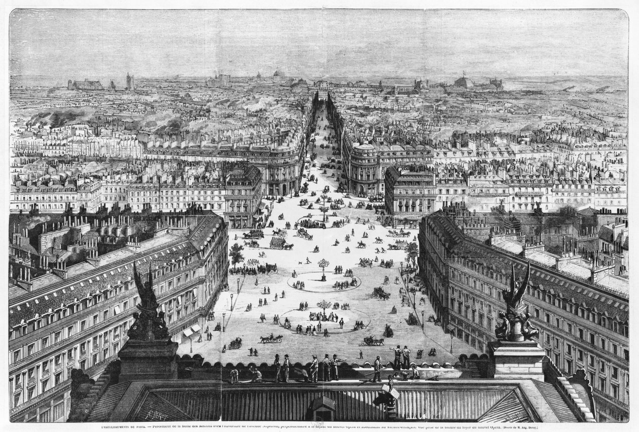 Modernizacja Paryża, otwarcie Avenue Napoleon po wybudowaniu Butte des Moulins, 1877 autorstwa Auguste Victor Deroy