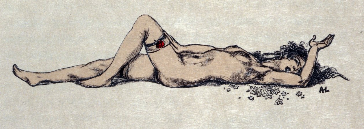 Naga kobieta leży autorstwa Auguste (after) Leroux