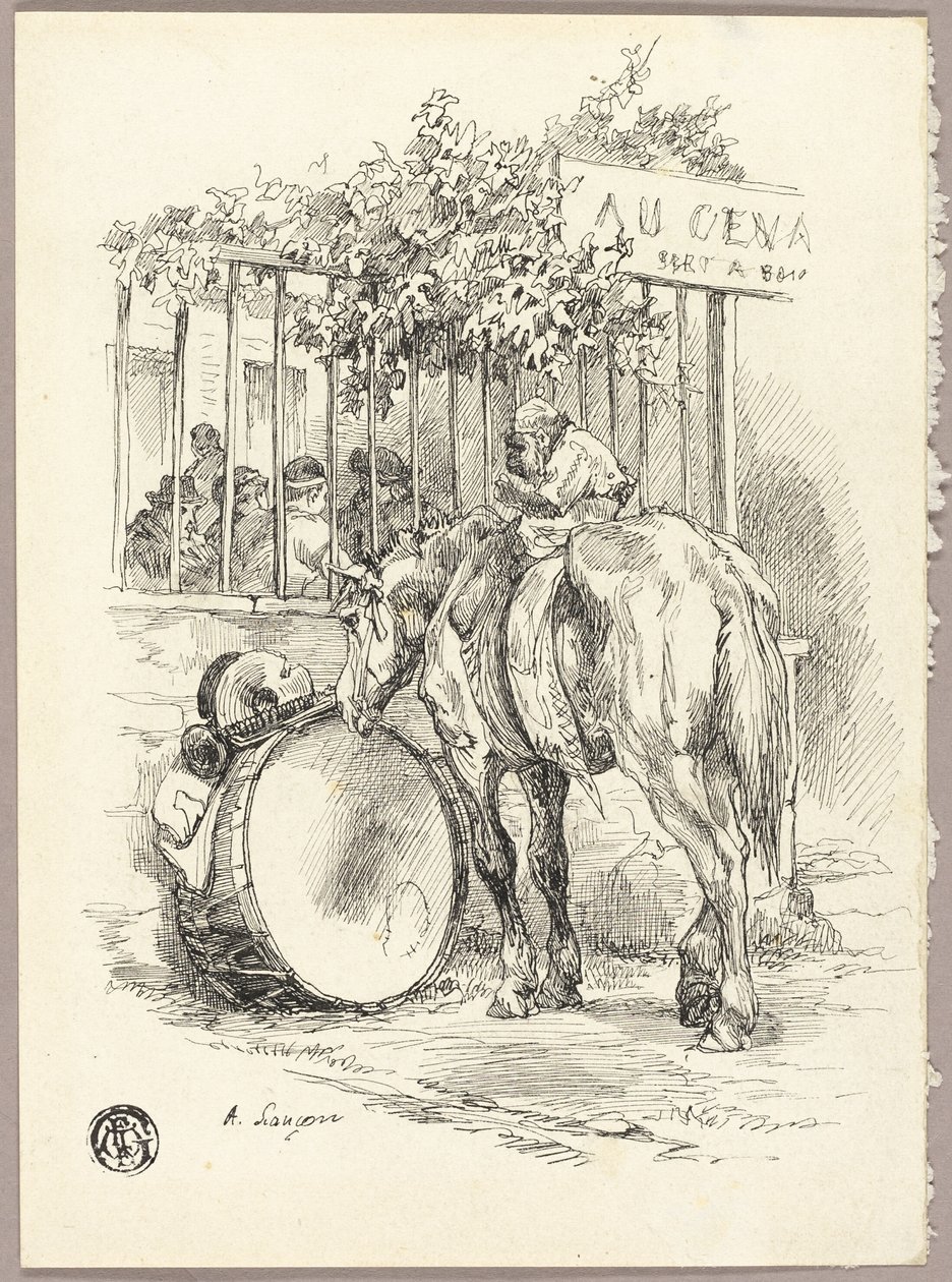 Koń z małpą na grzbiecie autorstwa Auguste Andre Lancon