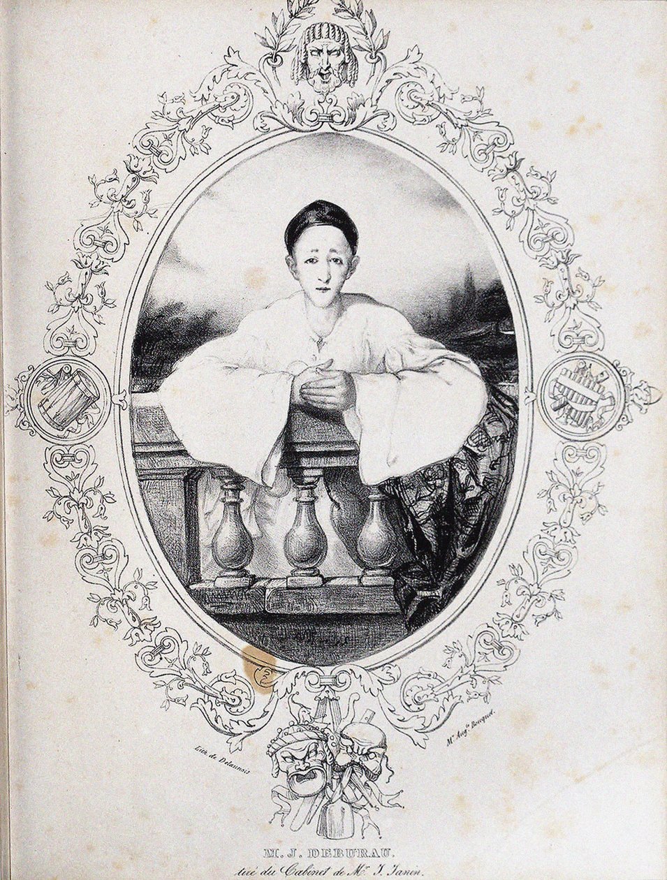 Jean-Gaspard Deburau jako Pierrot, 1845 autorstwa Auguste Bouquet