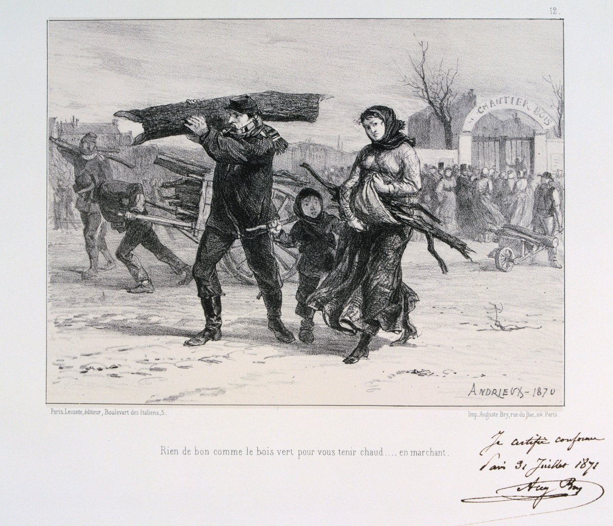 Zbieranie drewna opałowego, oblężenie Paryża, wojna francusko-pruska, 1870 1871 autorstwa Auguste Bry