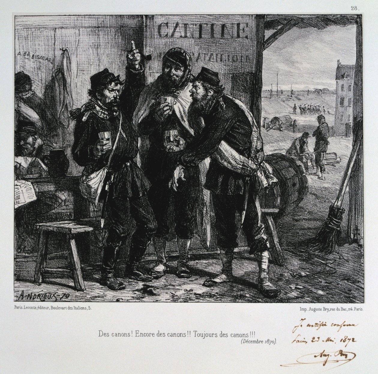 Armaty! Więcej broni!! Zawsze broń!!! Oblężenie Paryża, grudzień 1870 1872 autorstwa Auguste Bry