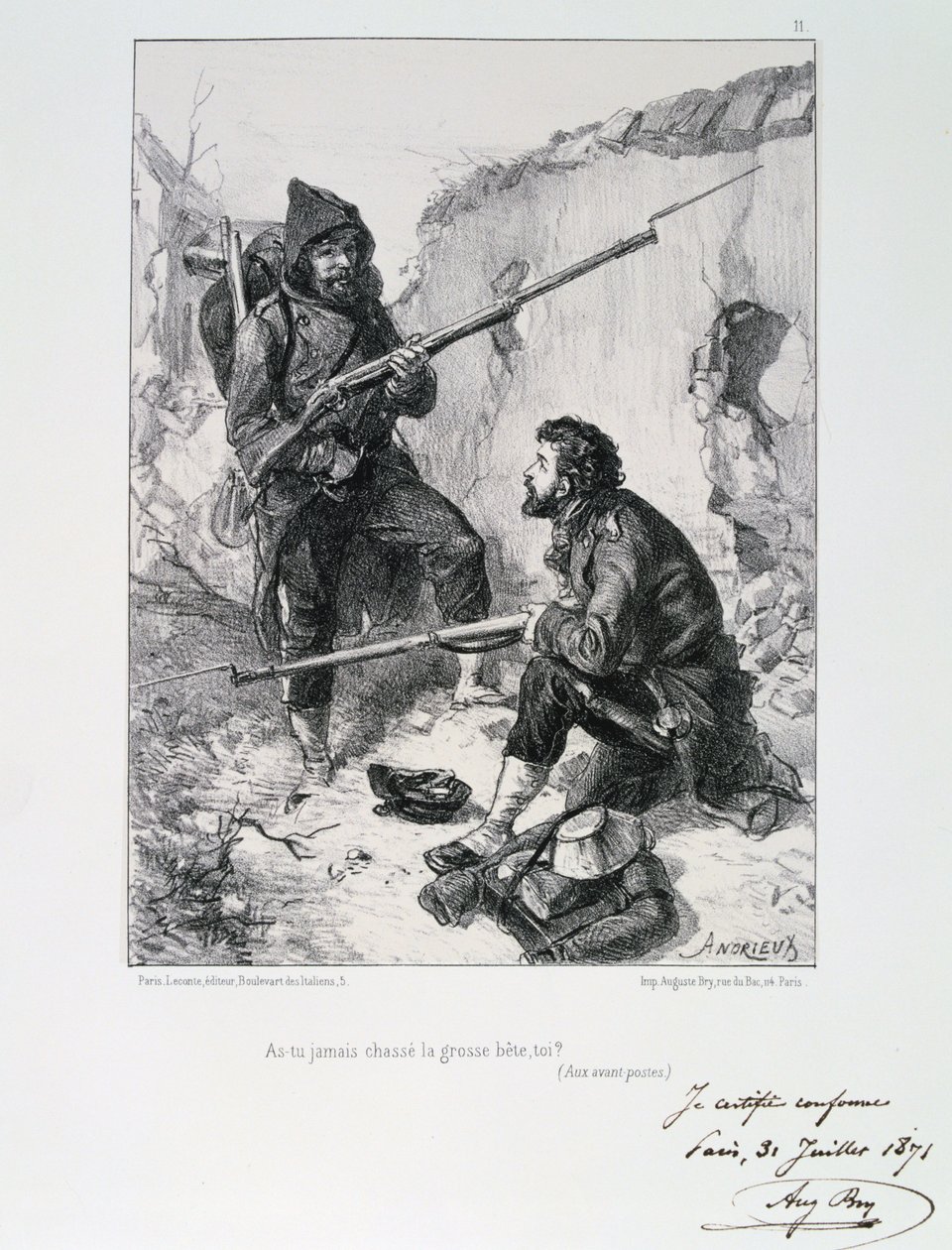 W okopach, oblężenie Paryża, wojna francusko-pruska, 1870-1871 1871 autorstwa Auguste Bry