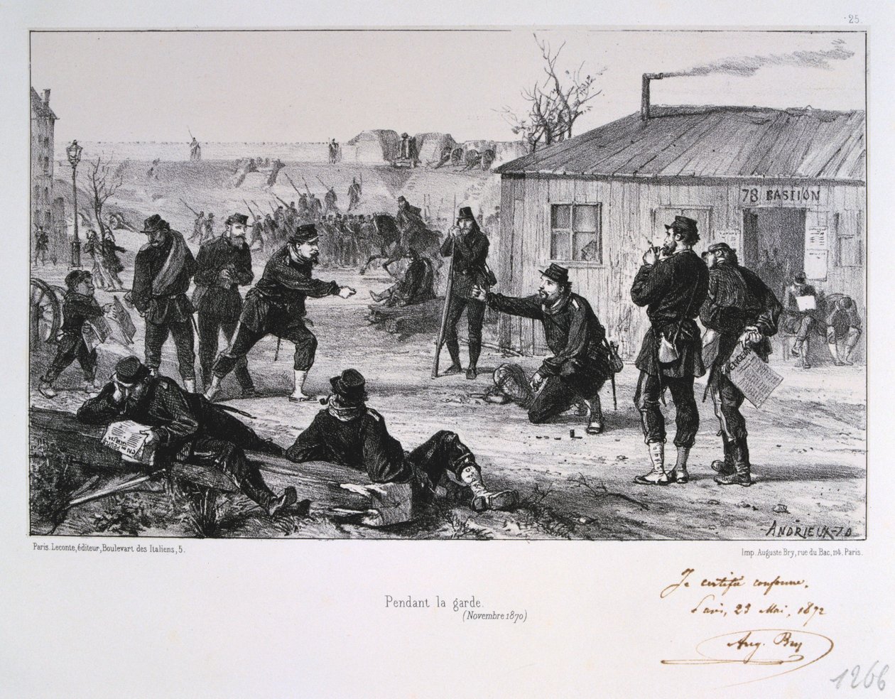 Podczas warty, oblężenie Paryża, wojna francusko-pruska, listopad 1870 1872 autorstwa Auguste Bry