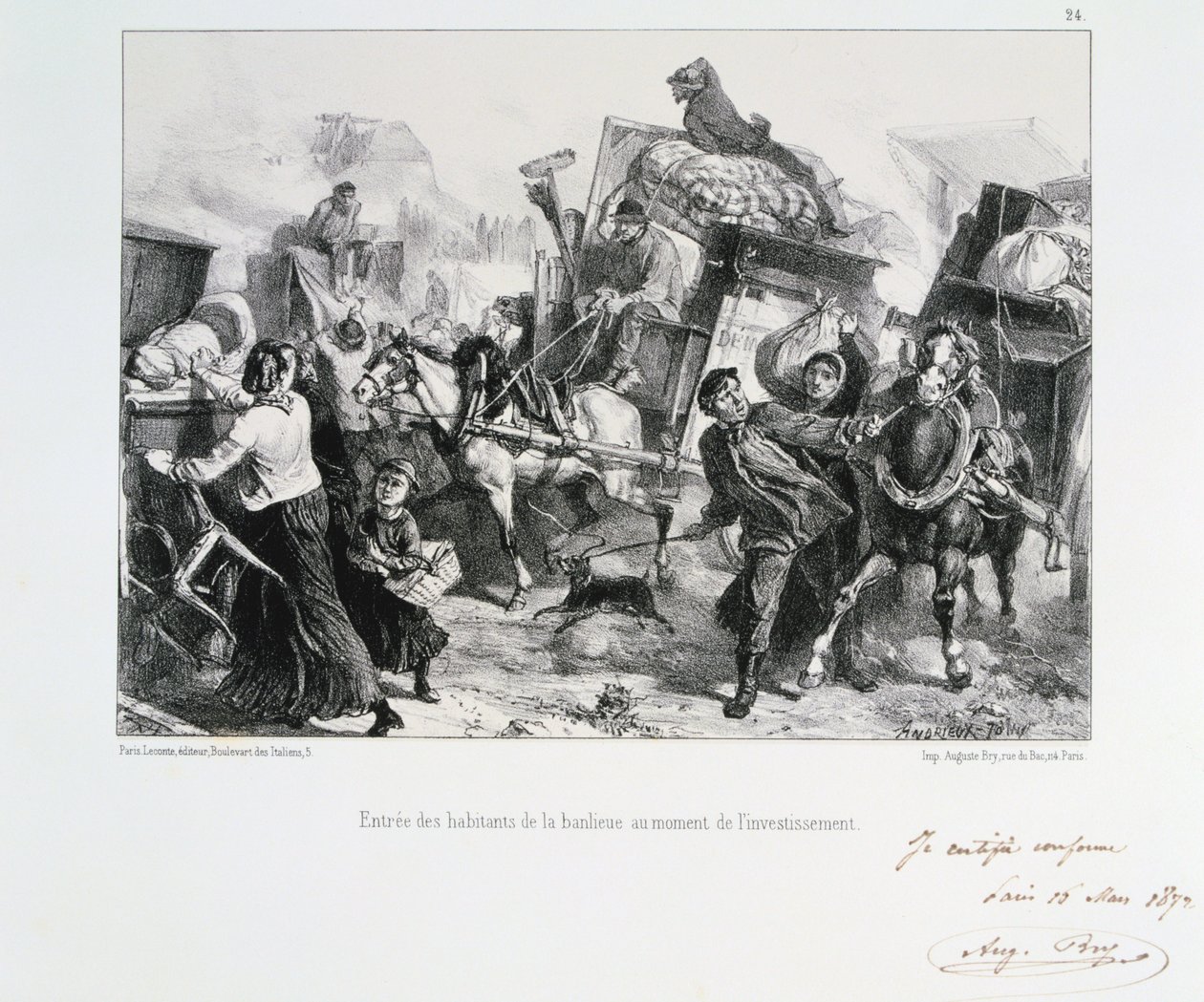 Mieszkańcy przedmieść przybywający do Paryża przed oblężeniem miasta przez Prusaków, 1870 1872 autorstwa Auguste Bry