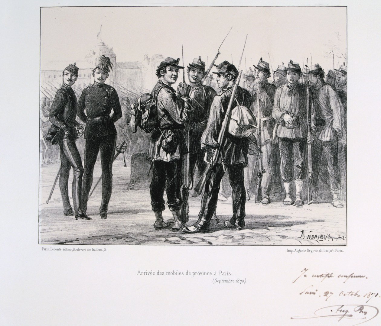 Wojska z prowincji przybywające do Paryża przed oblężeniem pruskim, wrzesień 1870 1871 autorstwa Auguste Bry