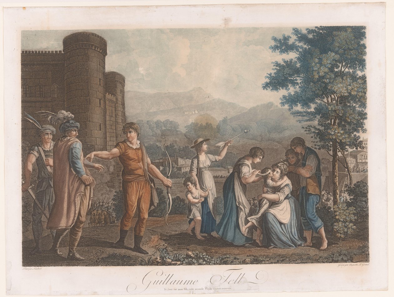 Willem Tell po strzeleniu do jabłka Guillaume Tell (tytuł na obiekcie) autorstwa Auguste Claude Simon Legrand