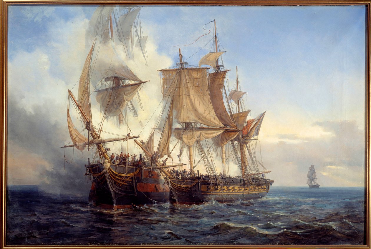 Bitwa między Belloną i Lordem Nelsonem Obraz Auguste Mayera (1805-1890) 1872 Brest, Muzeum Sztuk Pięknych autorstwa Auguste Etienne Francois Mayer