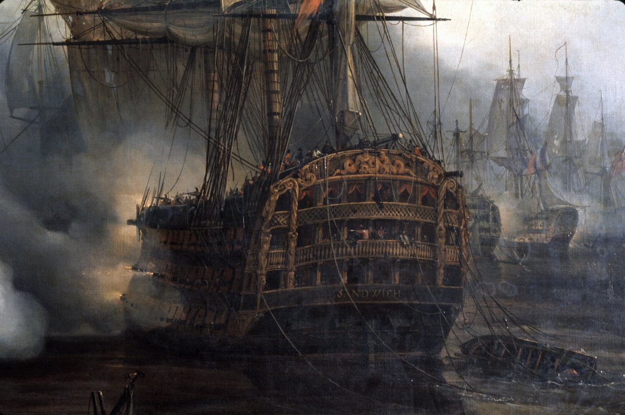 Bitwa pod Trafalgarem, szczegół, Auguste Etienne Francois Mayer (1805-1890) autorstwa Auguste Etienne Francois Mayer