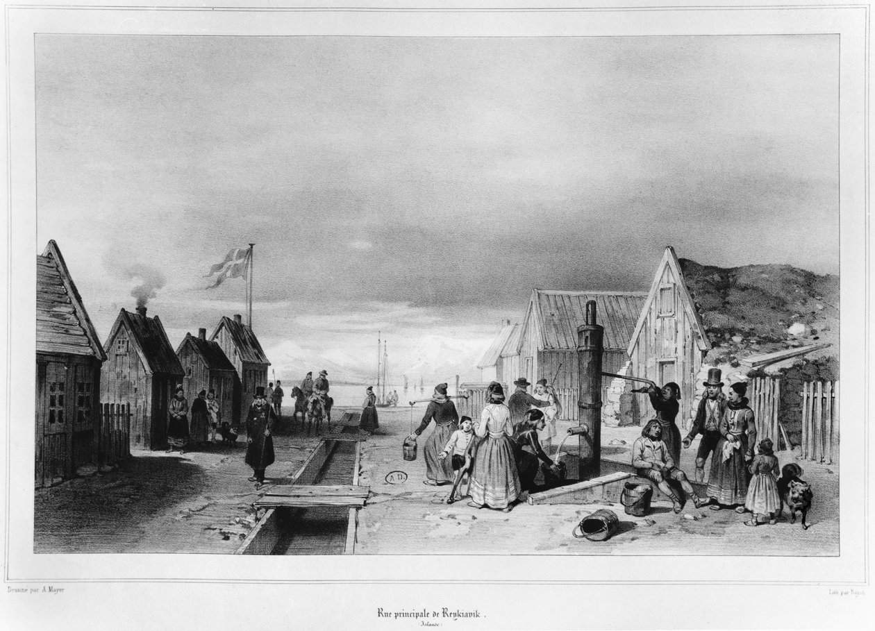Główna ulica, Reykjavik autorstwa Auguste Etienne Francois Mayer