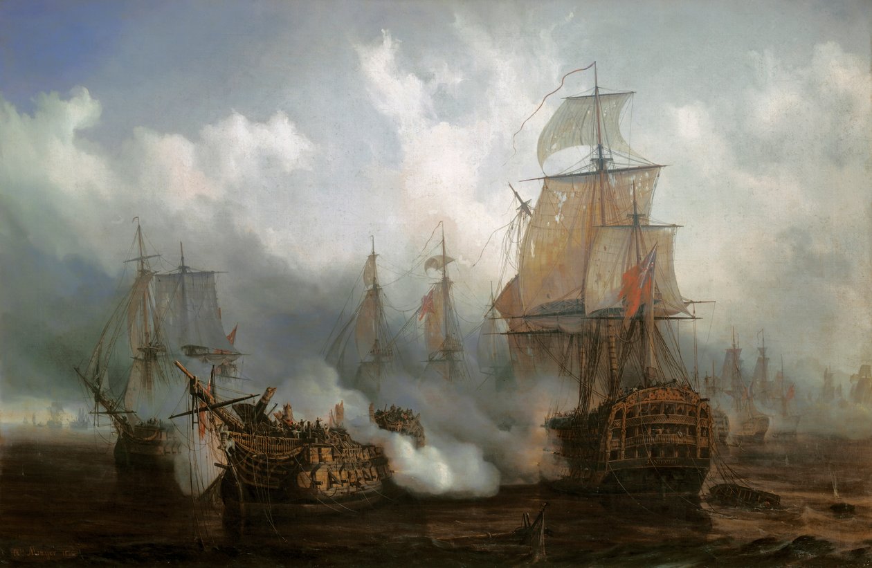 Redoutable w bitwie pod Trafalgarem, 21 października autorstwa Auguste Etienne Francois Mayer