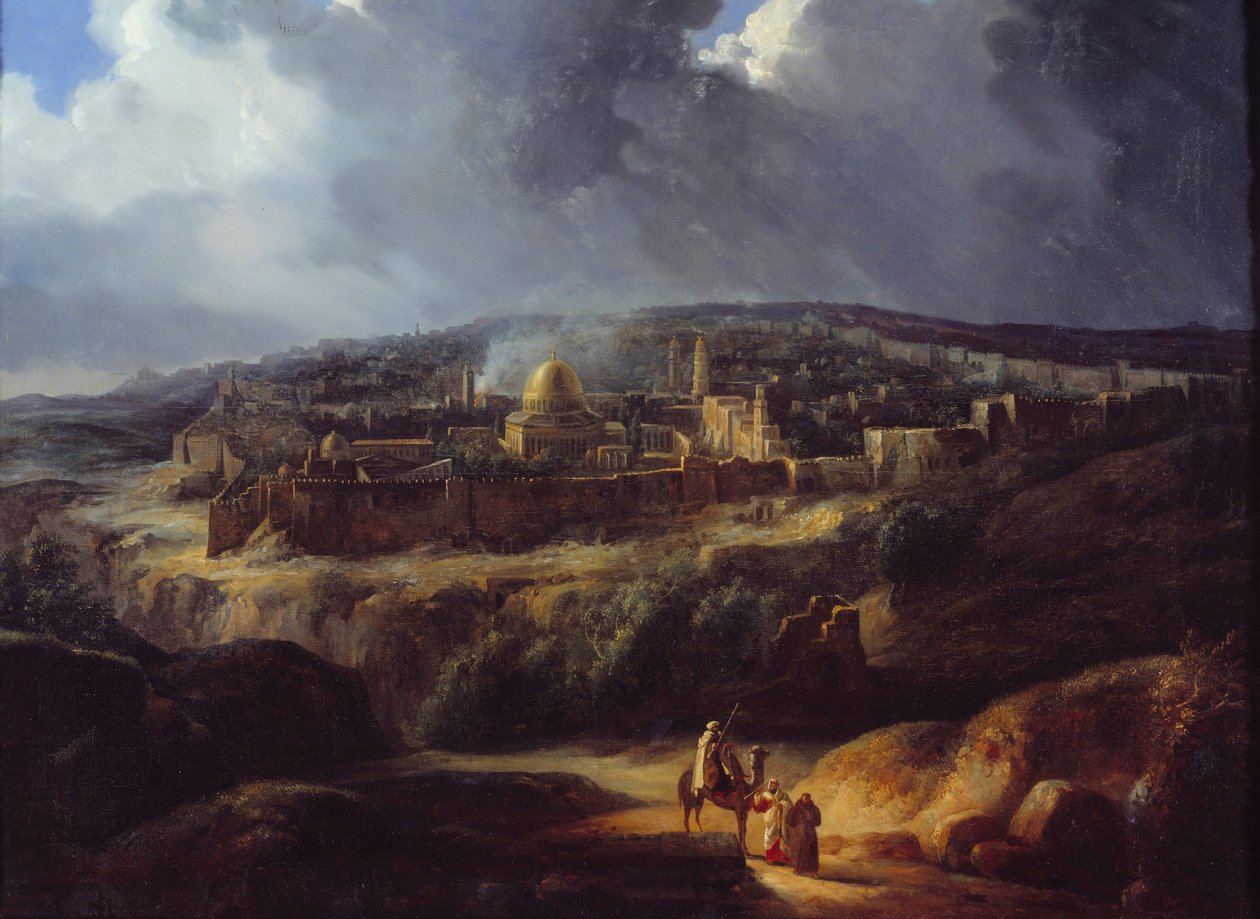 Widok na Jerozolimę z doliny Jehoszafata. Obraz Auguste Forbin (1777 - 1841) autorstwa Auguste Forbin