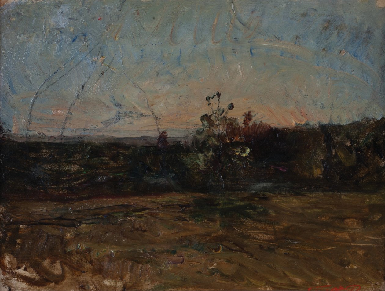 Krajobraz XIX w. (olej na płótnie naklejonym na drewno) autorstwa Auguste Francois Ravier