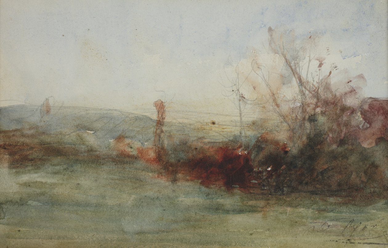 Krajobraz, ok.1853-65 (akwarela na papierze) autorstwa Auguste Francois Ravier