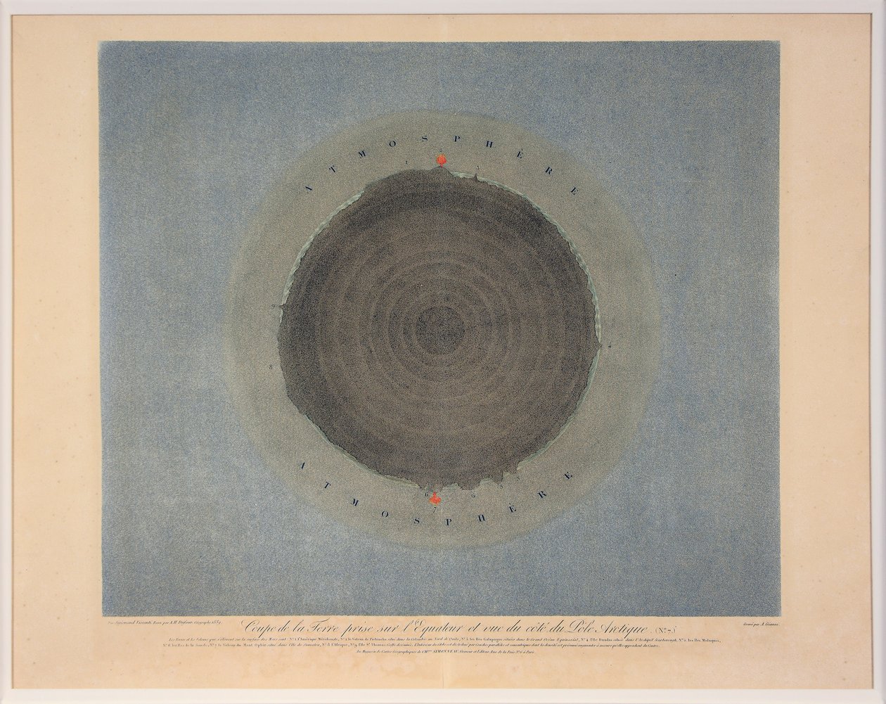 Ujęcie Ziemi wykonane na równiku i widziane od strony bieguna arktycznego nr. 7, wyd. 1839. autorstwa Auguste Henri Dufour