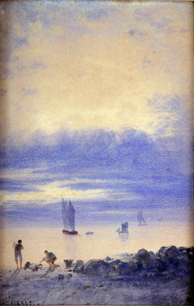 Pejzaż morski, plaża Saint-Malo (wc na papierze) autorstwa Auguste Herst