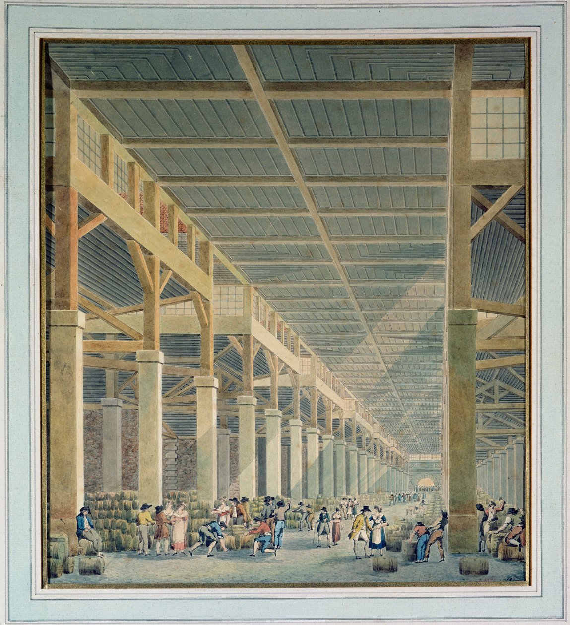 Widok „La Halle aux Vins”, przed 1808 r. autorstwa Auguste Hibon