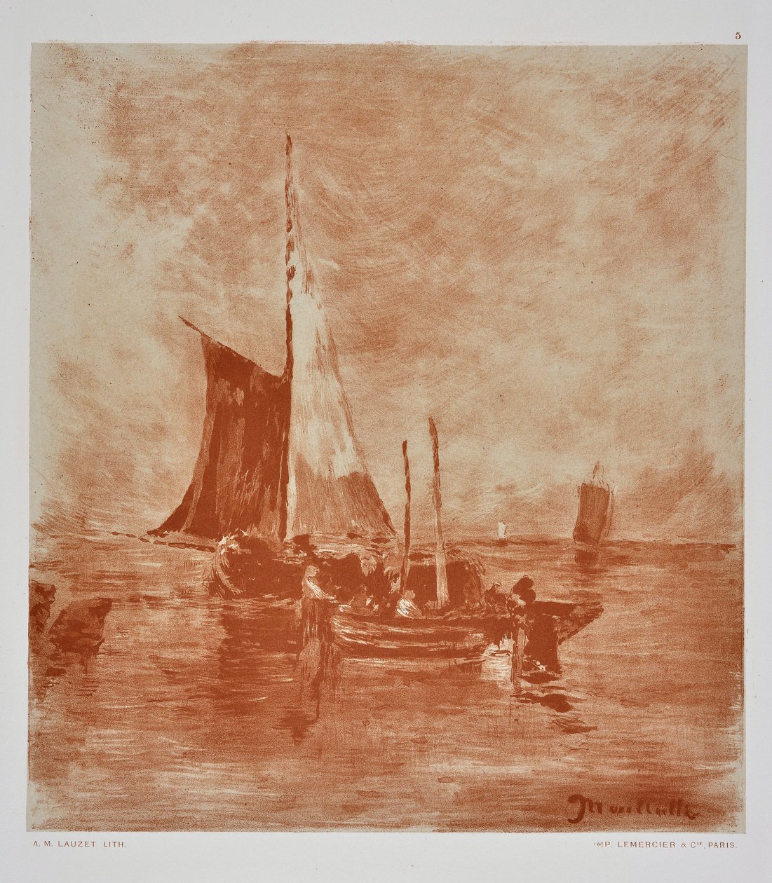 Łodzie rybackie (rysunek) autorstwa Auguste Lauzet