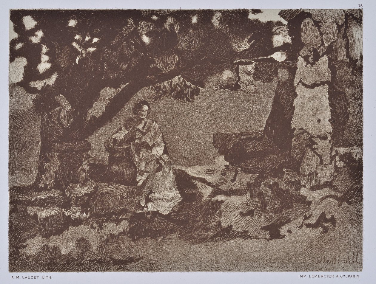 Kobieta przy studni (rysunek) autorstwa Auguste Lauzet