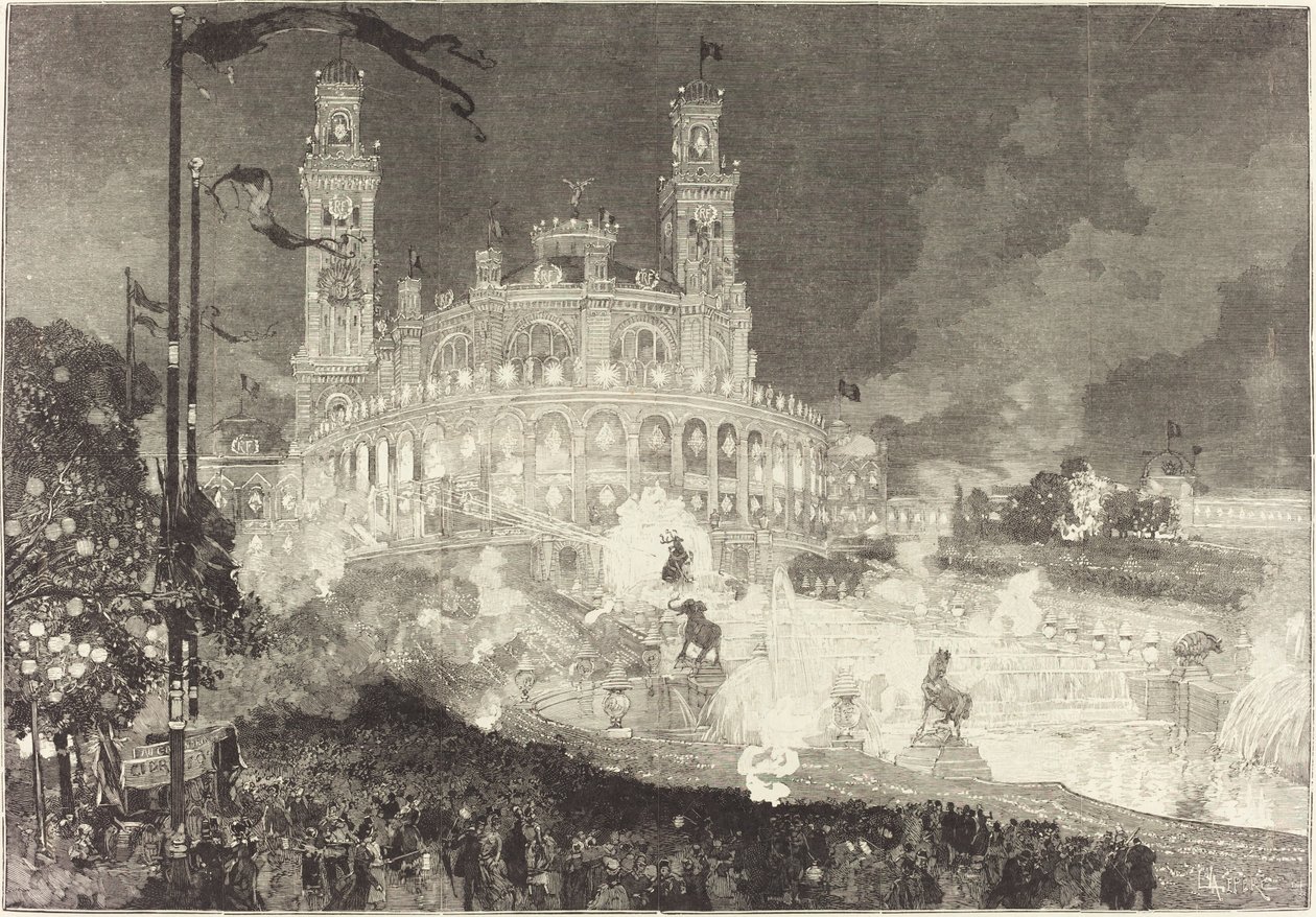 14 lipca. Iluminacja Pałacu Trocadero autorstwa Auguste Lepere