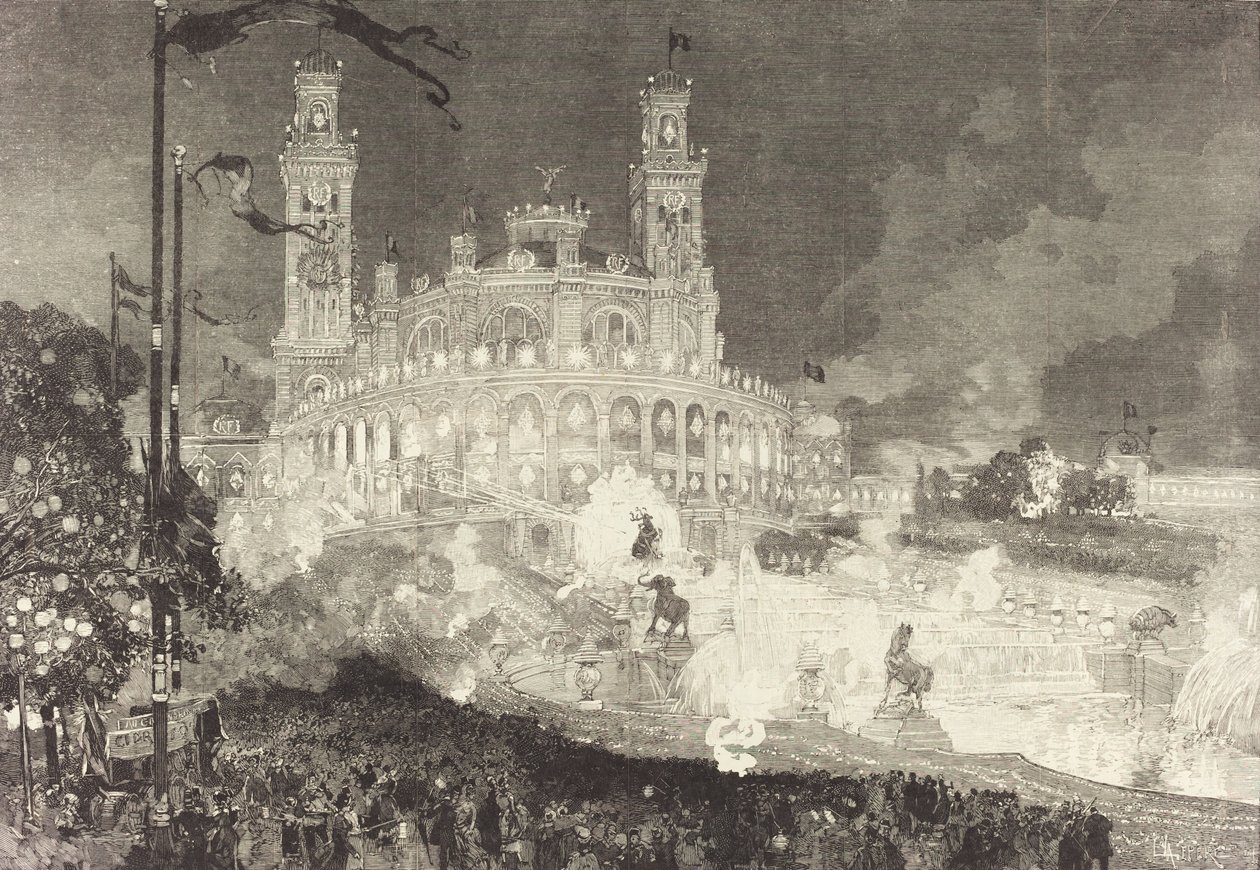 14 lipca. Iluminacja Palais du Trocadero, 1883. autorstwa Auguste Lepere