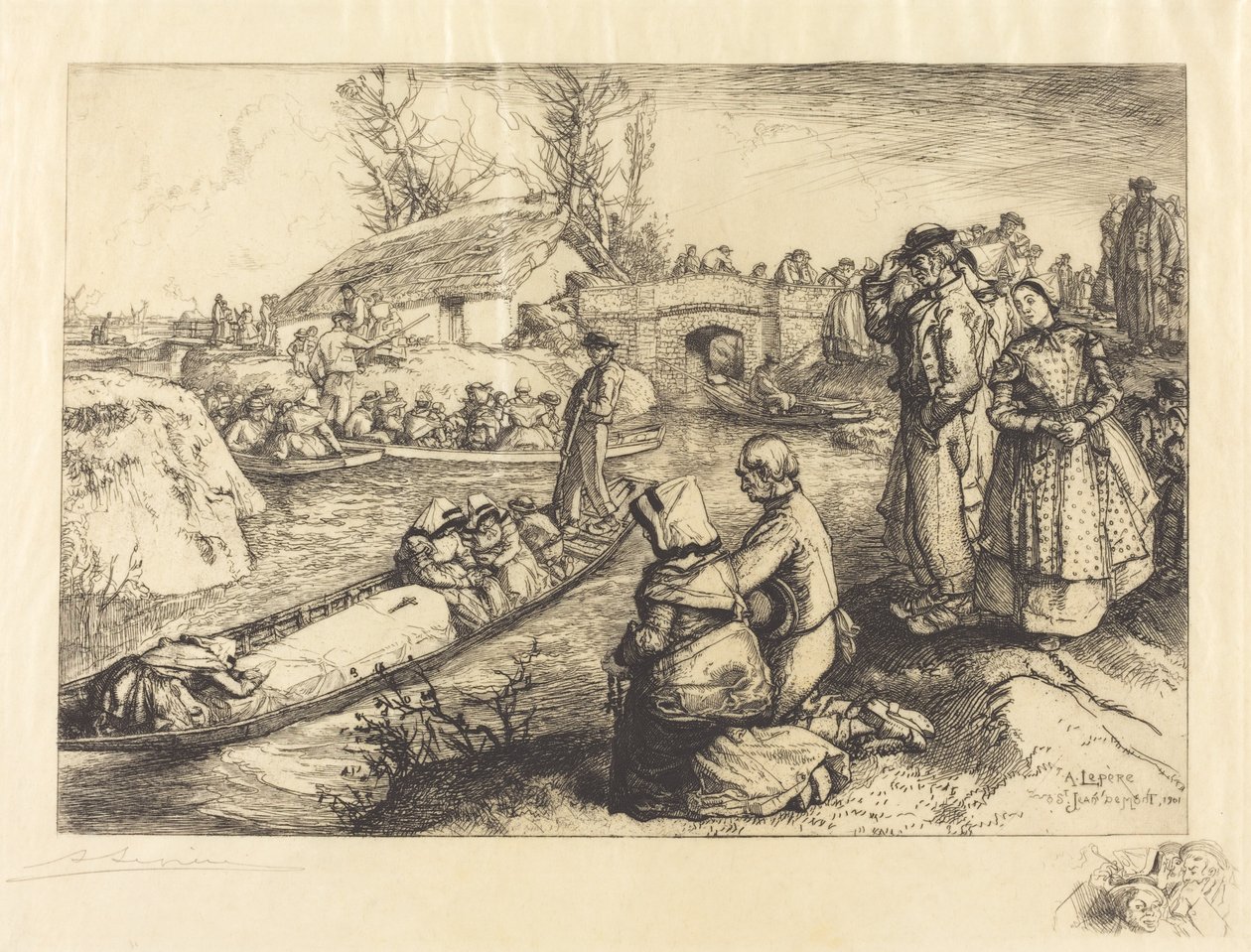 Pogrzeb na bagnach Vendeen autorstwa Auguste Lepere