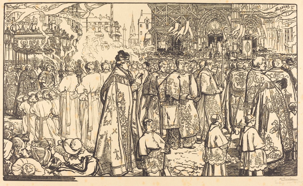 Procesja Bożego Ciała w Nantes autorstwa Auguste Lepere