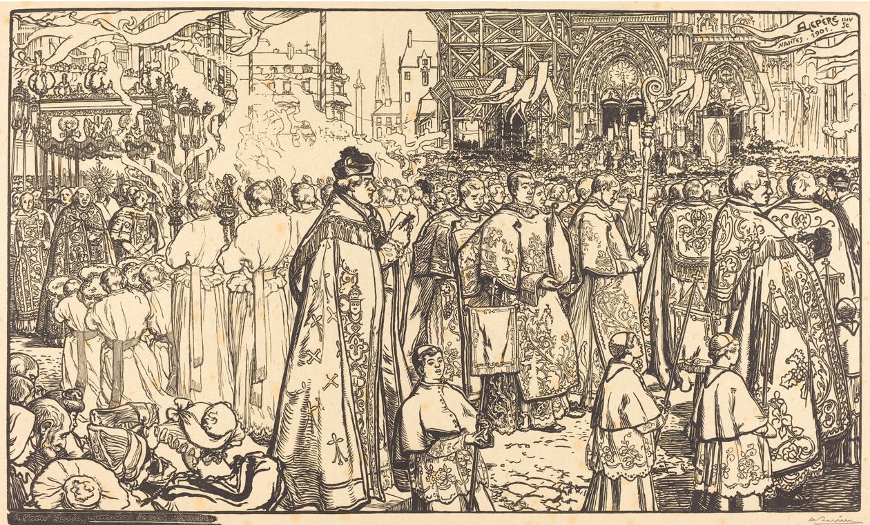Procesja Bożego Ciała w Nantes Procesja Fete Dieu w Nantes, 1901. autorstwa Auguste Lepere