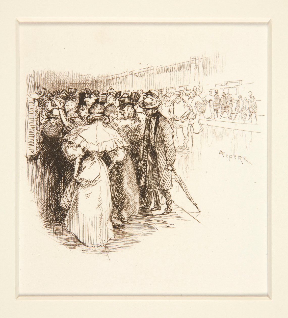 Tłum w okienku biletowym (?) autorstwa Auguste Lepere