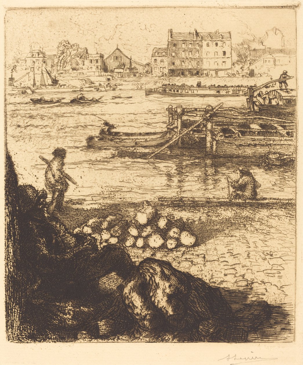 Dockman, molo w La Gare autorstwa Auguste Lepere