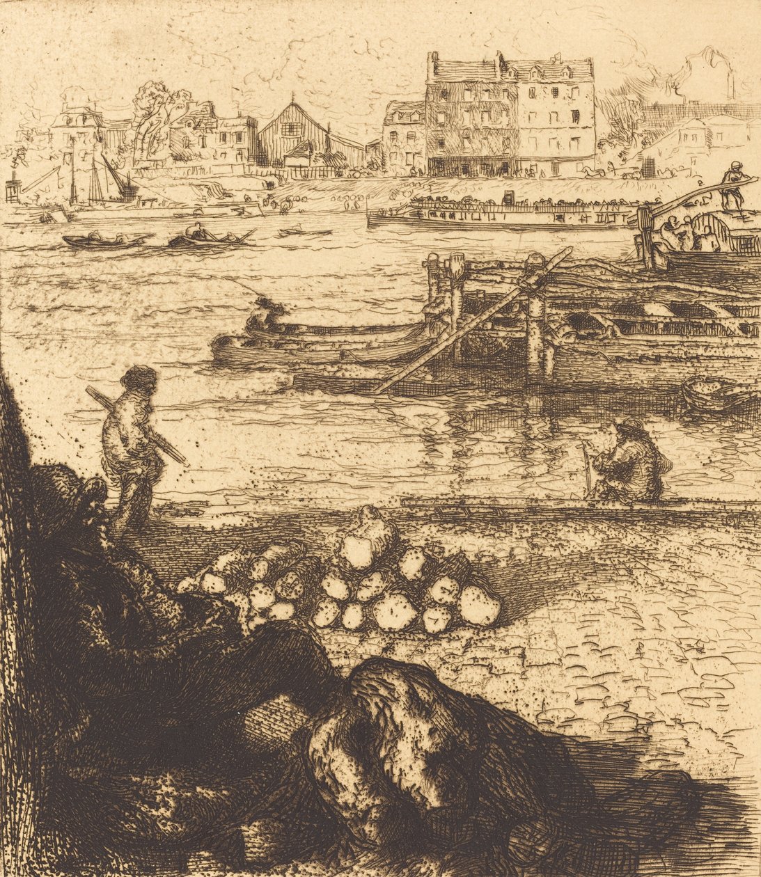 Dockman, molo w La Gare Le debardeur, quai de La Gare, 1894. autorstwa Auguste Lepere