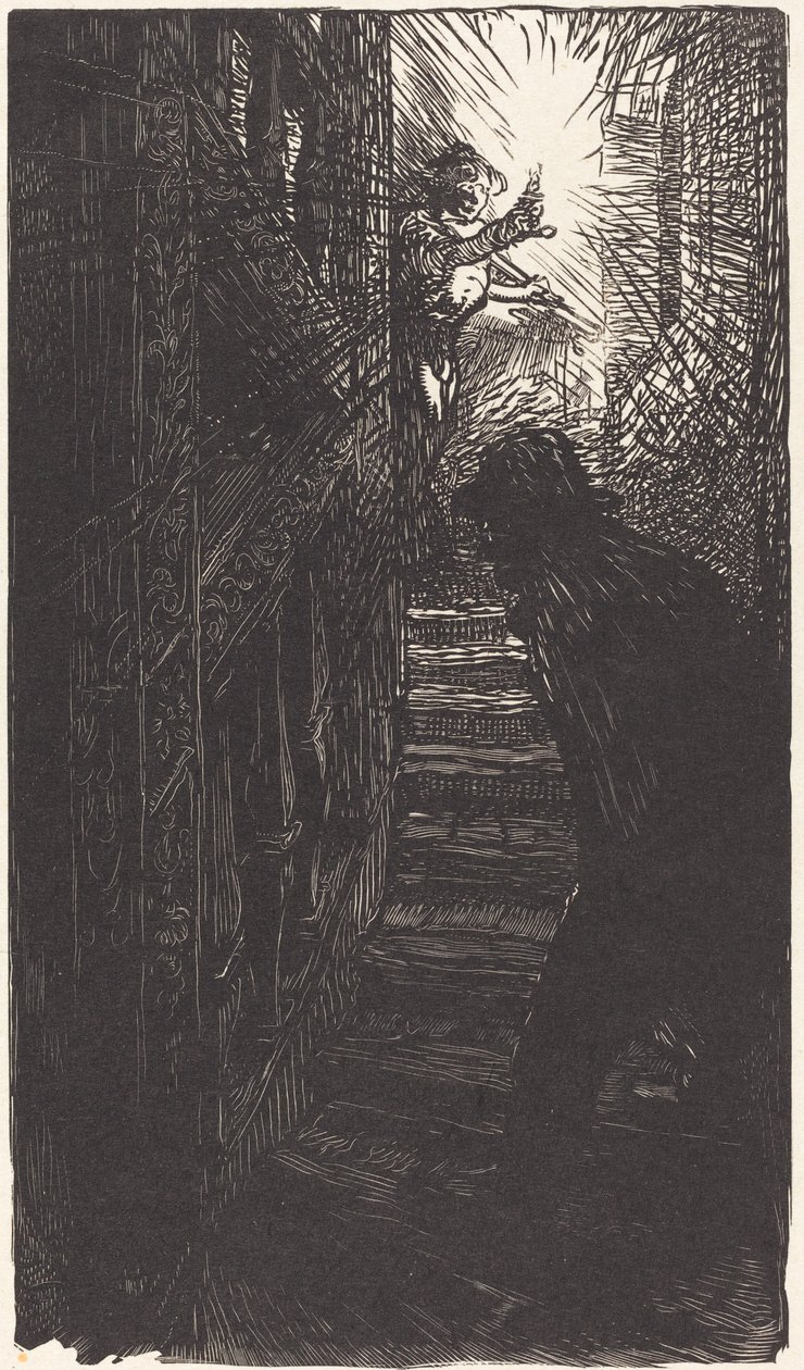 Schody rzeźbione rue Boutebrie autorstwa Auguste Lepere