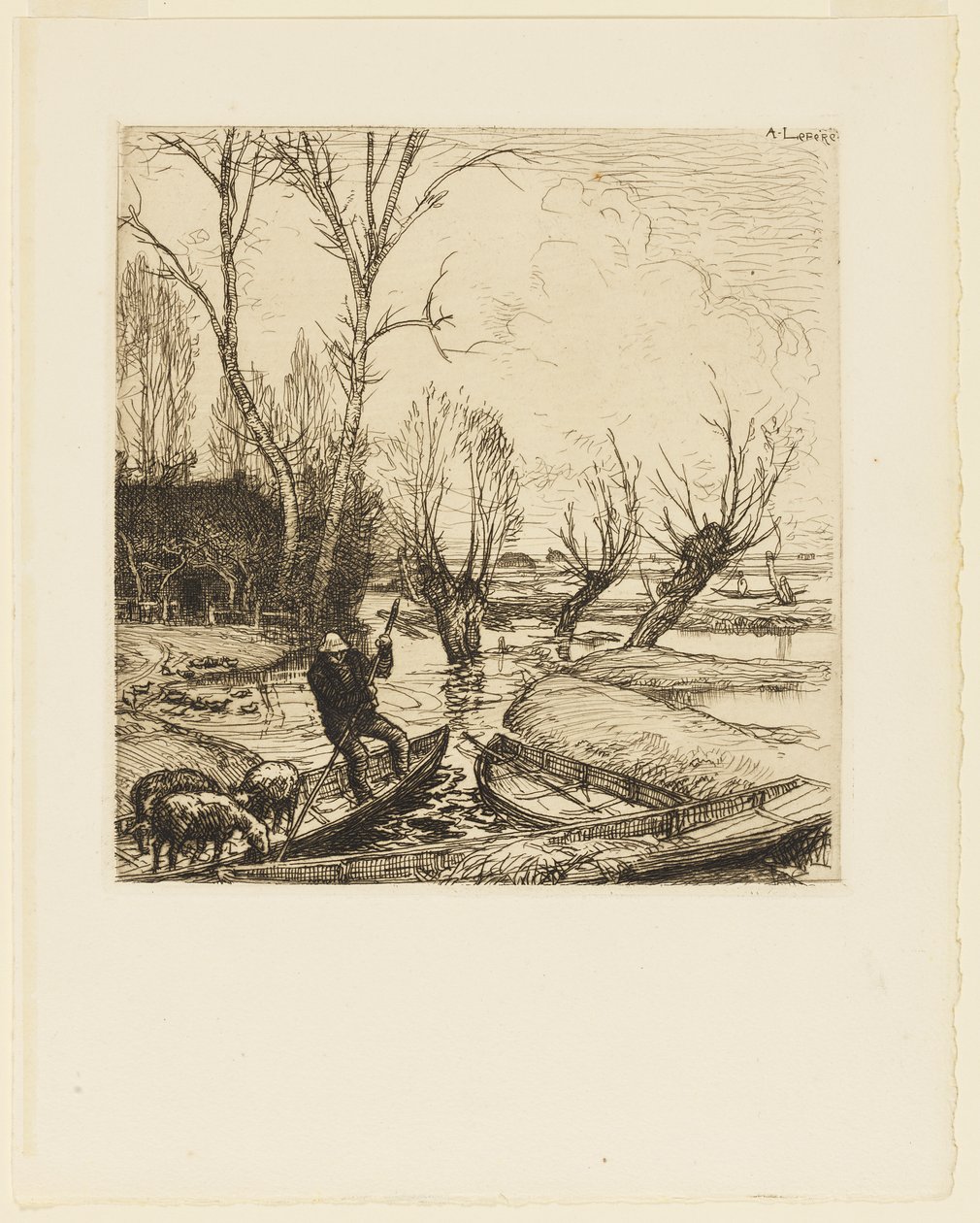 W zatopionym bagnie - Pasterz (Au marais inonde - Le berger) autorstwa Auguste Lepere