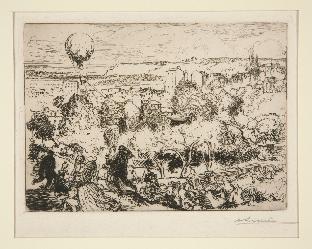 Spadający balon, w Pre-Saint-Gervais (Spadający balon, w Pre-Saint-Gervais) autorstwa Auguste Lepere