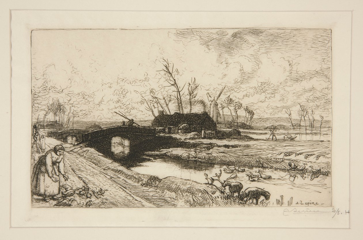 Le petit pont (Vend?e) (Mały most [Vendee]) autorstwa Auguste Lepere