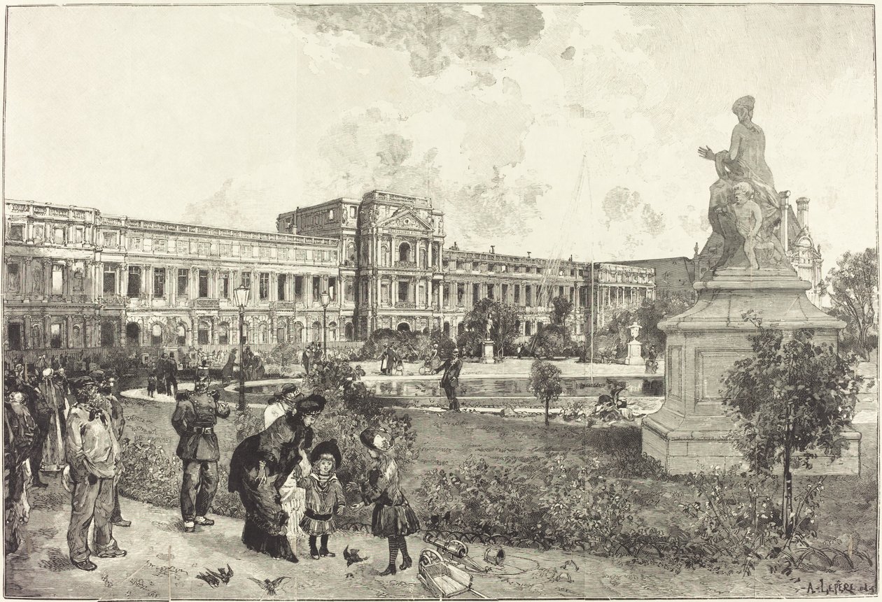 Ruiny Pałacu Tuileries przed ich wyburzeniem autorstwa Auguste Lepere