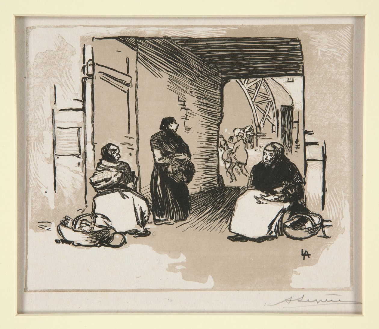 Kupcy z koszami, Rue Montorgueil (Kupcy z koszami, Rue Montorgueil) autorstwa Auguste Lepere