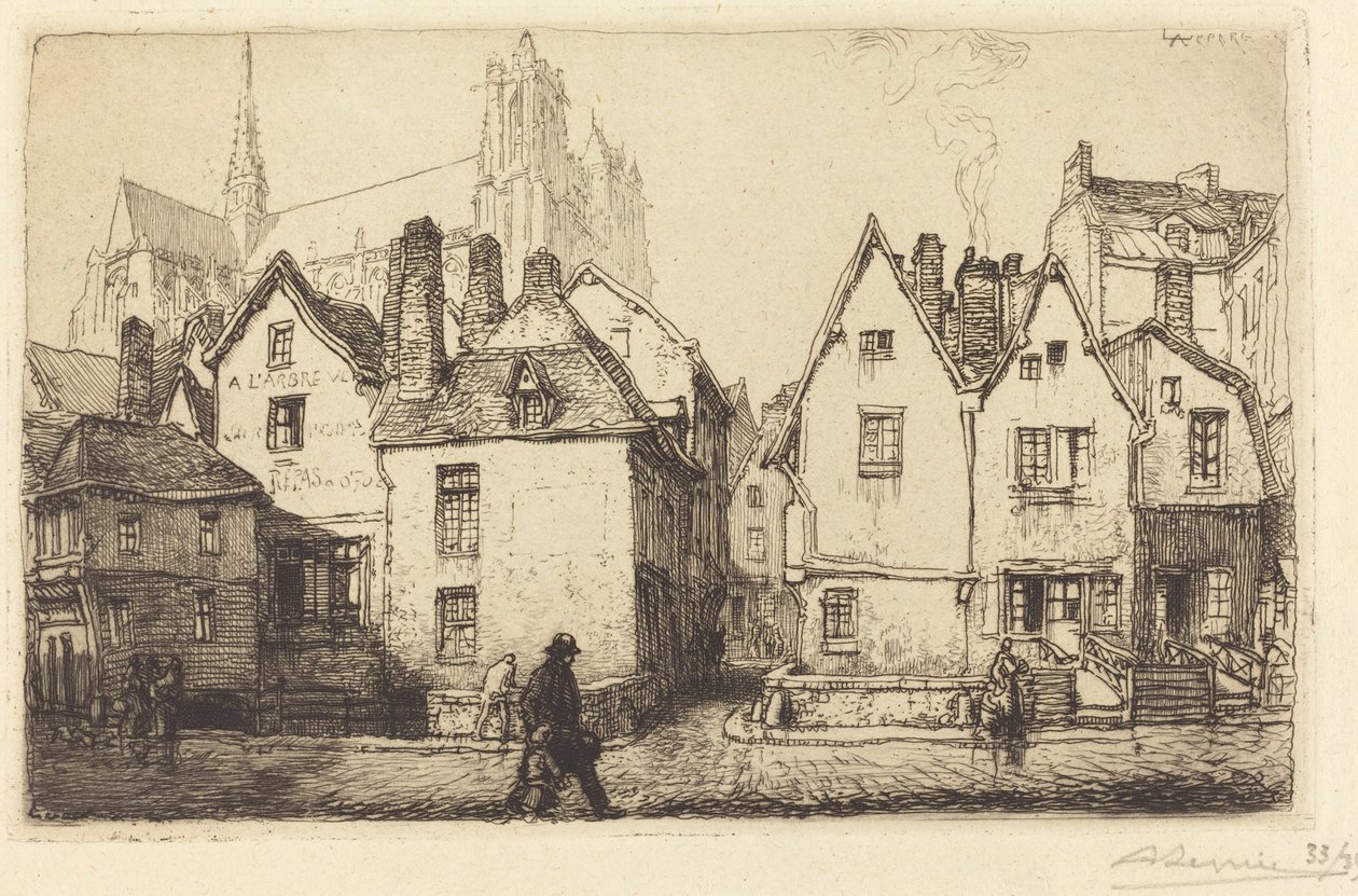 Stare domy w Amiens autorstwa Auguste Lepere
